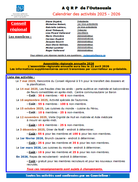 Calendrier 2025 2026